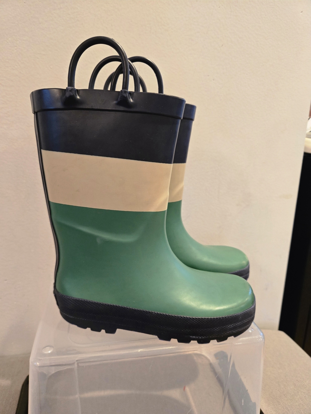 Carter's Green, Cream & Black Kids Rain Boots